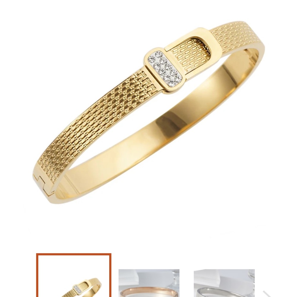 Maseele Designer IP Gold Bracelet with Crystal Accents Belt Design
